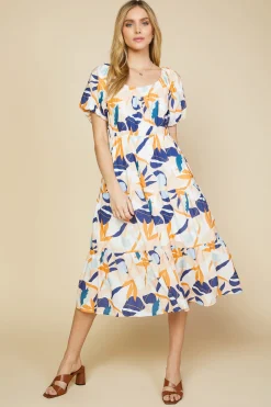 Abstract Botanical Midi Dress*SKIES ARE BLUE Discount