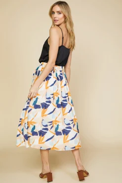 Abstract Botanical Midi Skirt*SKIES ARE BLUE Online