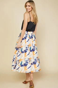 Abstract Botanical Midi Skirt*SKIES ARE BLUE Online