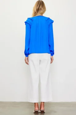 Adele Ruffled Split Neck Top*SKIES ARE BLUE Best