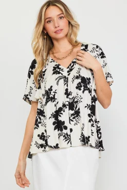 Amaya Jacquard Print Short Sleeve Top*SKIES ARE BLUE Online