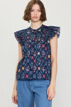 Amelia Floral Print Ruffle Sleeve Top*SKIES ARE BLUE