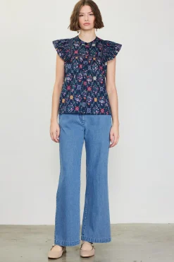 Amelia Floral Print Ruffle Sleeve Top*SKIES ARE BLUE