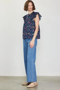 Amelia Floral Print Ruffle Sleeve Top*SKIES ARE BLUE