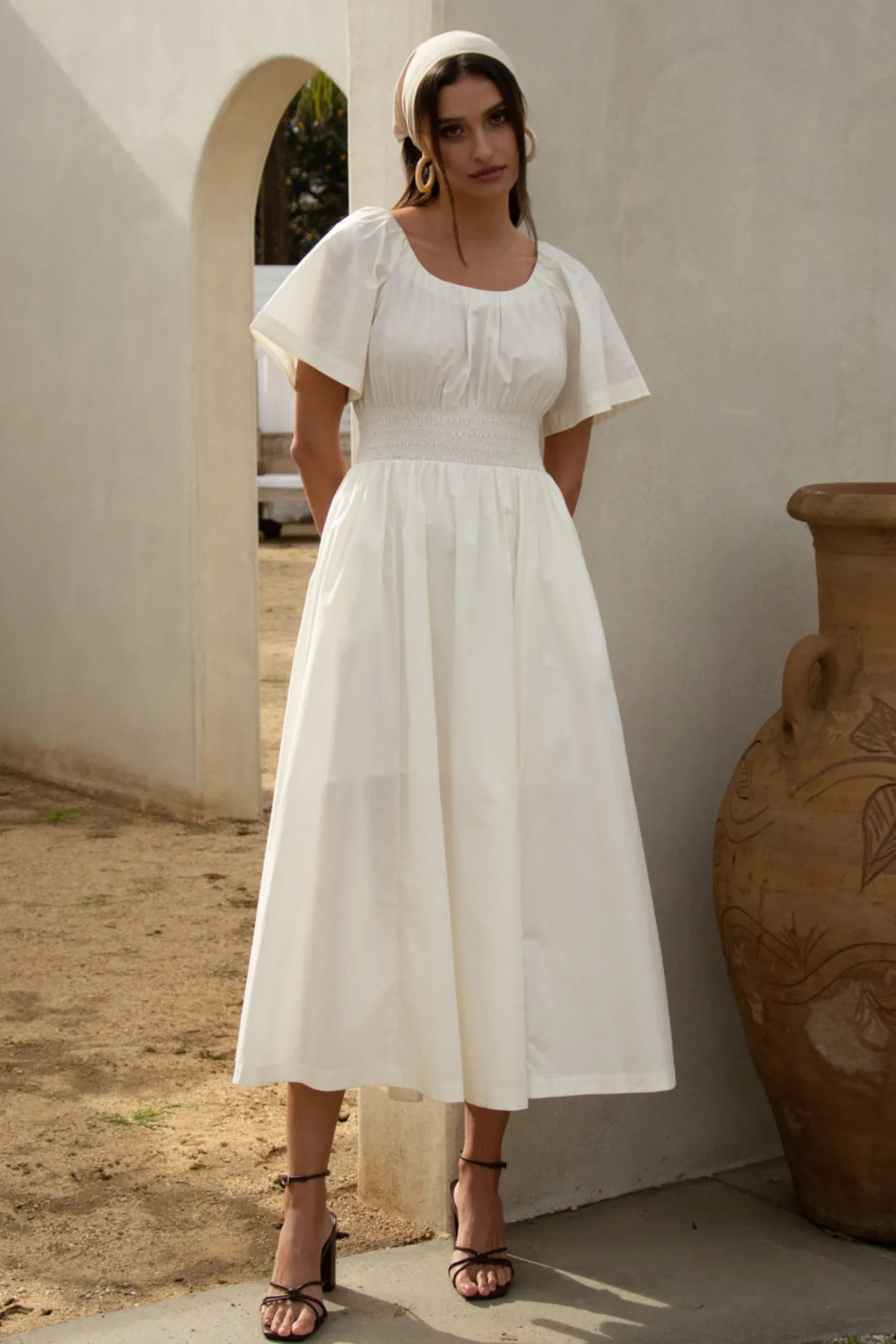 Andrea Poplin Midi Dress*SKIES ARE BLUE Discount