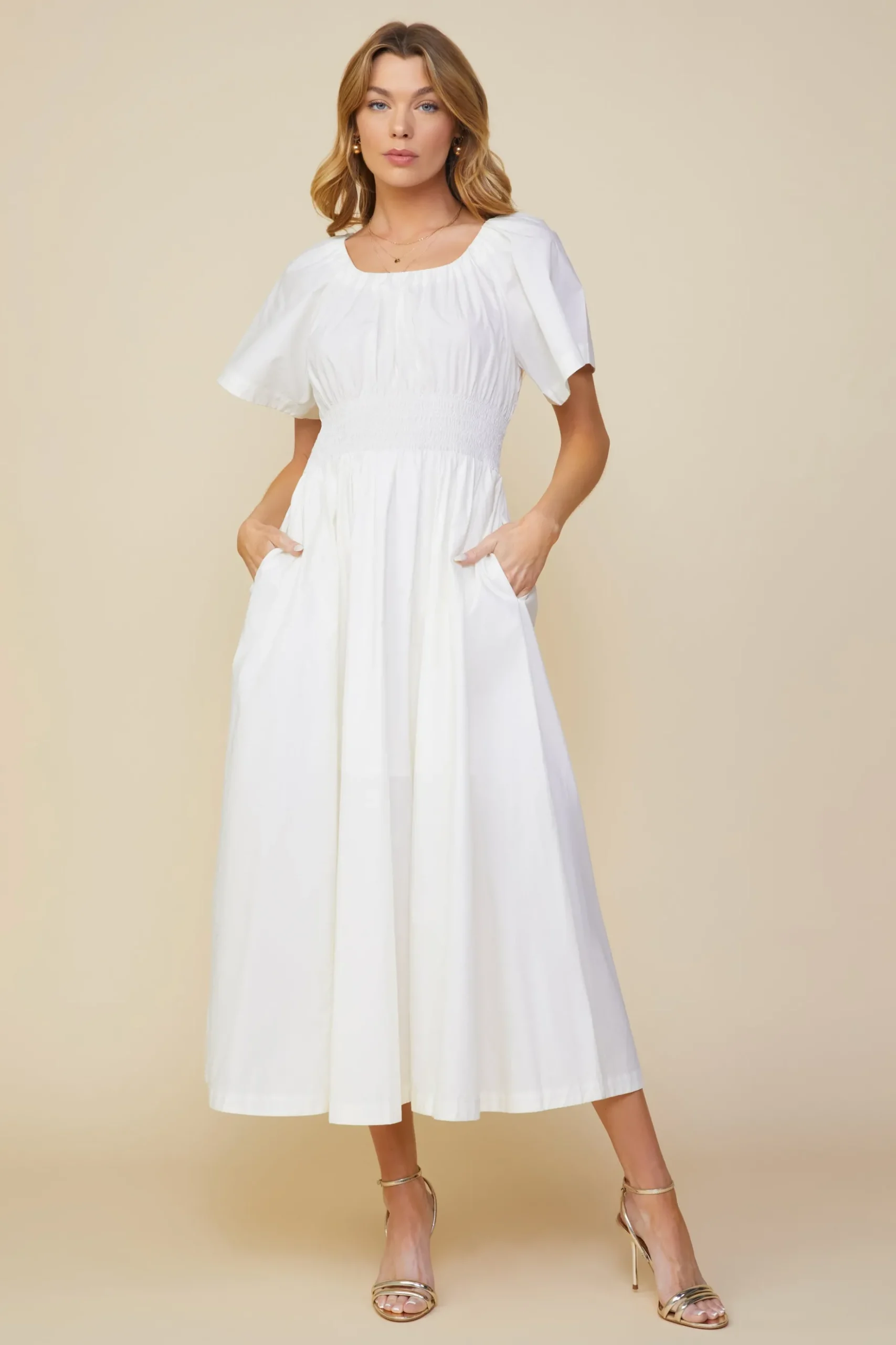 Andrea Poplin Midi Dress*SKIES ARE BLUE Discount