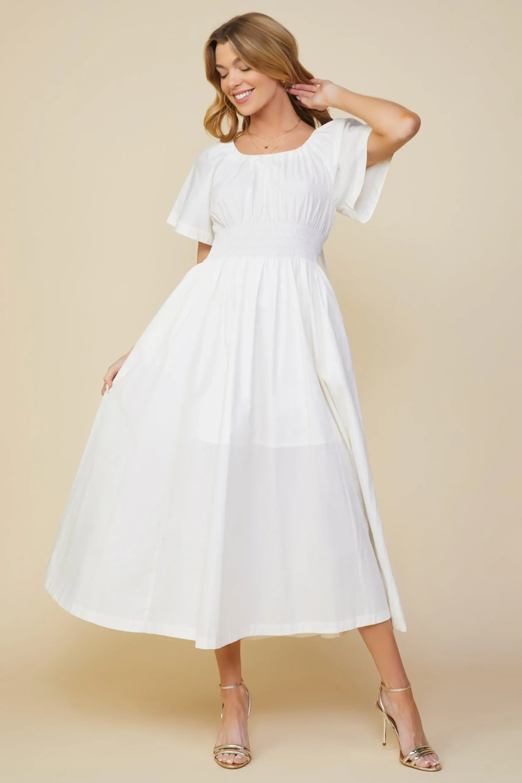 Andrea Poplin Midi Dress*SKIES ARE BLUE Discount