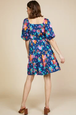 Aquatic Floral Surplice Short Dress*SKIES ARE BLUE Clearance
