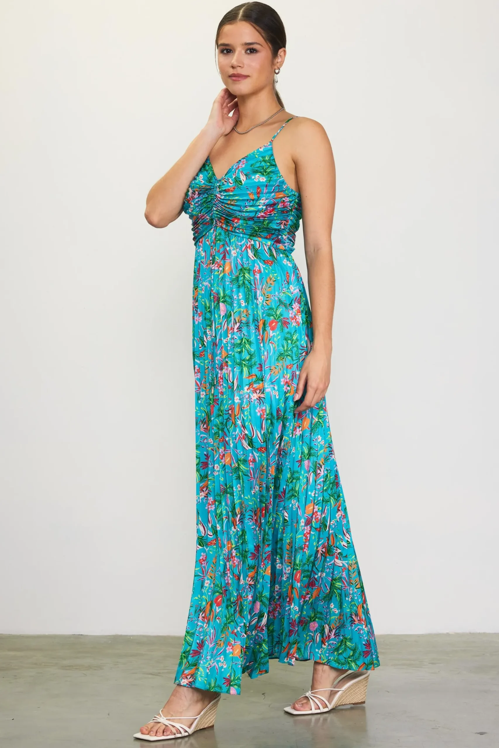 Ariel Tropical Print Pleated Maxi Dress*SKIES ARE BLUE New