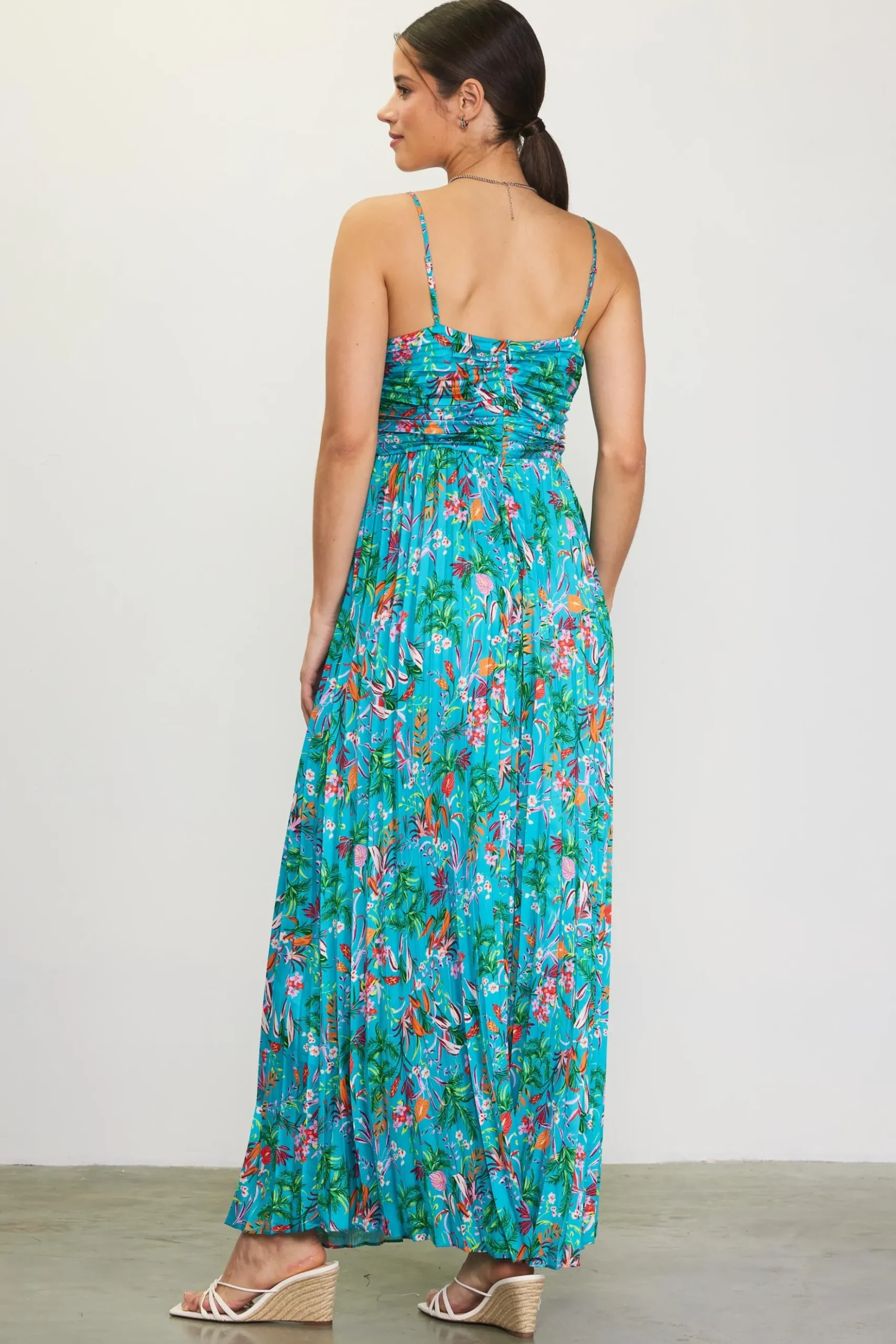 Ariel Tropical Print Pleated Maxi Dress*SKIES ARE BLUE New