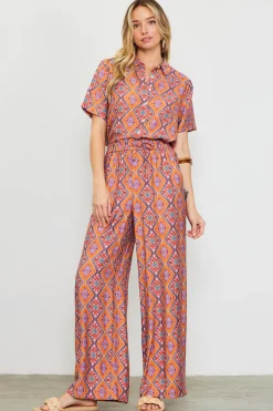 Aspen Print Elastic Waist Pants*SKIES ARE BLUE Online