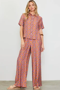 Aspen Print Short Sleeve Blouse*SKIES ARE BLUE