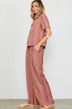 Aspen Print Short Sleeve Blouse*SKIES ARE BLUE
