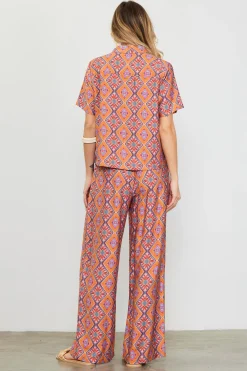 Aspen Print Short Sleeve Blouse*SKIES ARE BLUE