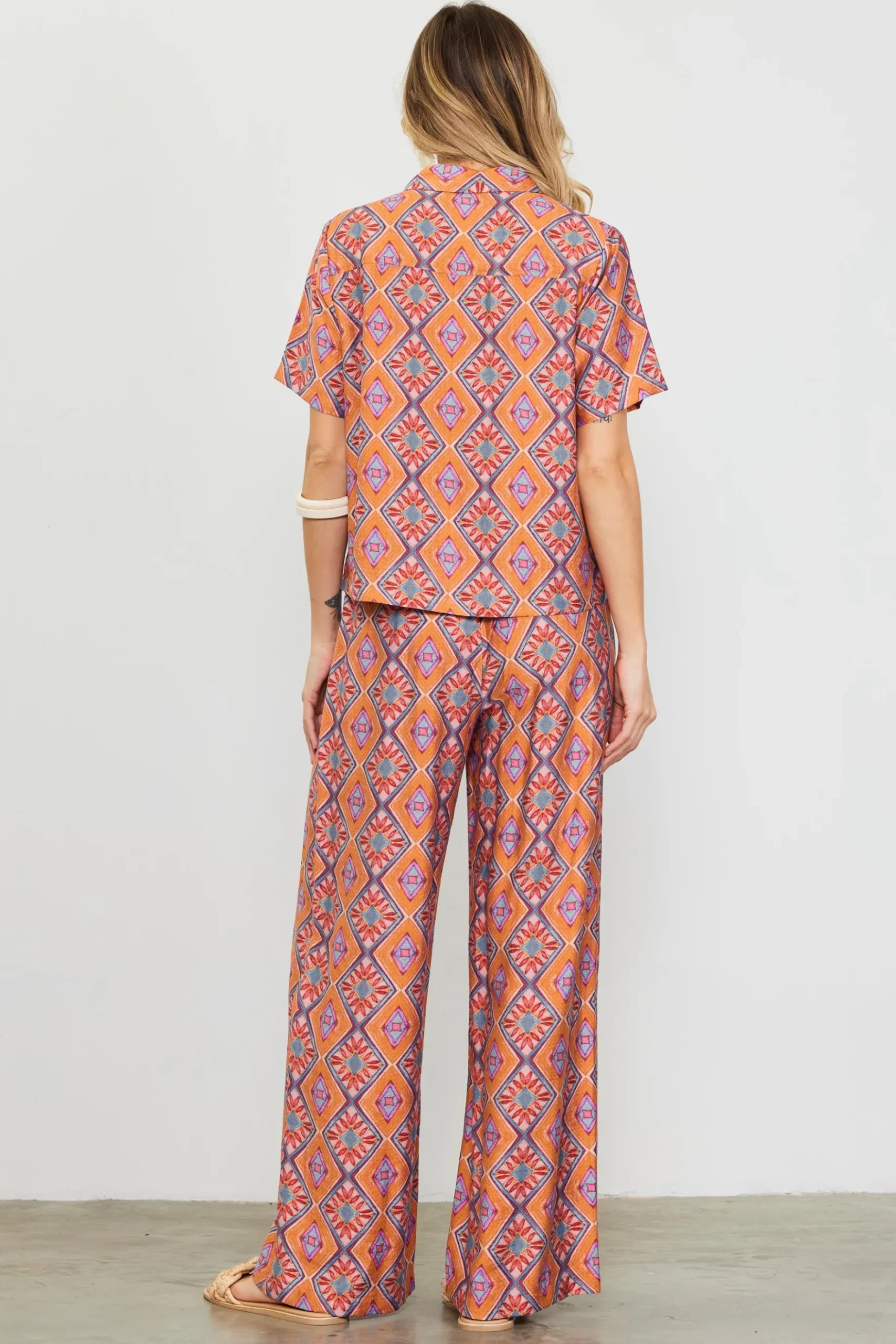 Aspen Print Short Sleeve Blouse*SKIES ARE BLUE