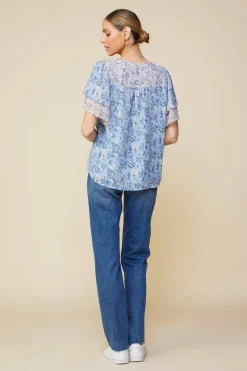Aster Print Ruffled Detail Contrast Top*SKIES ARE BLUE Best