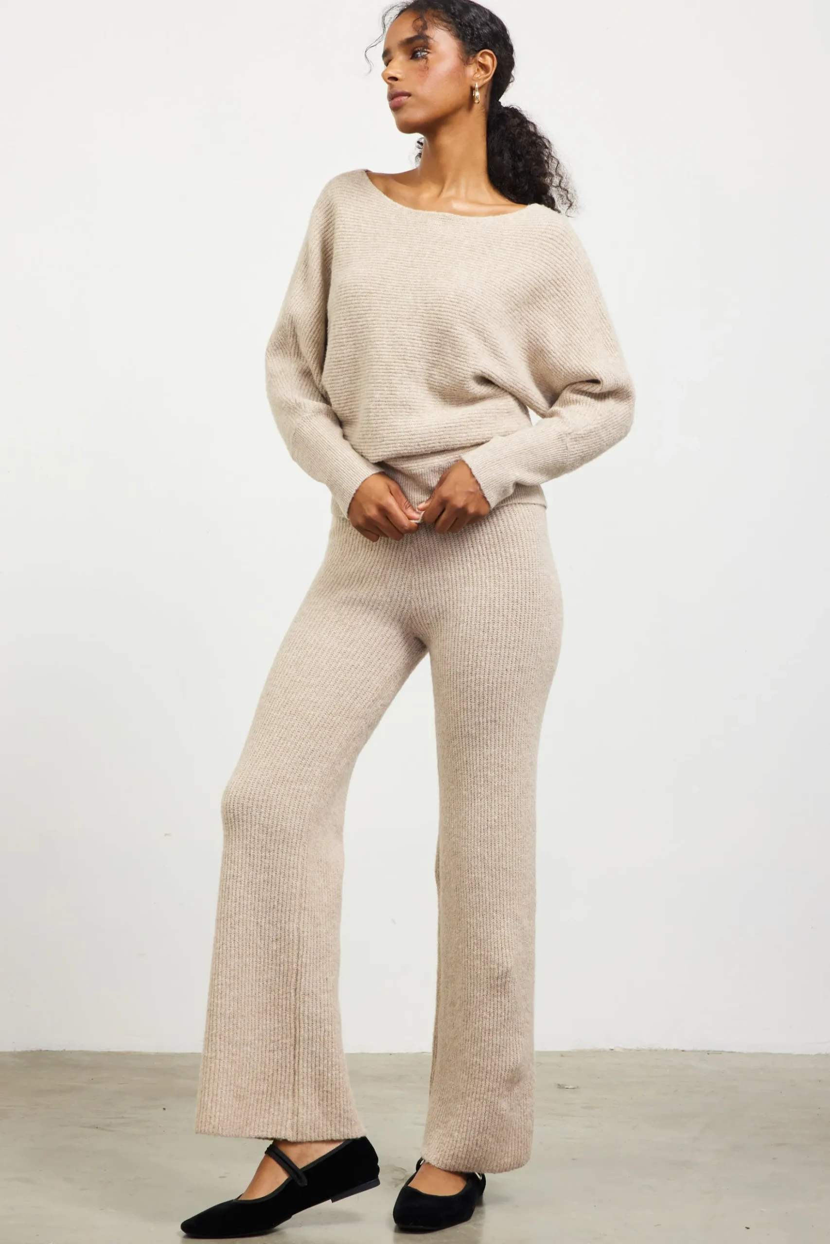 Boatneck Ribbed Knit Sweater*SKIES ARE BLUE Clearance