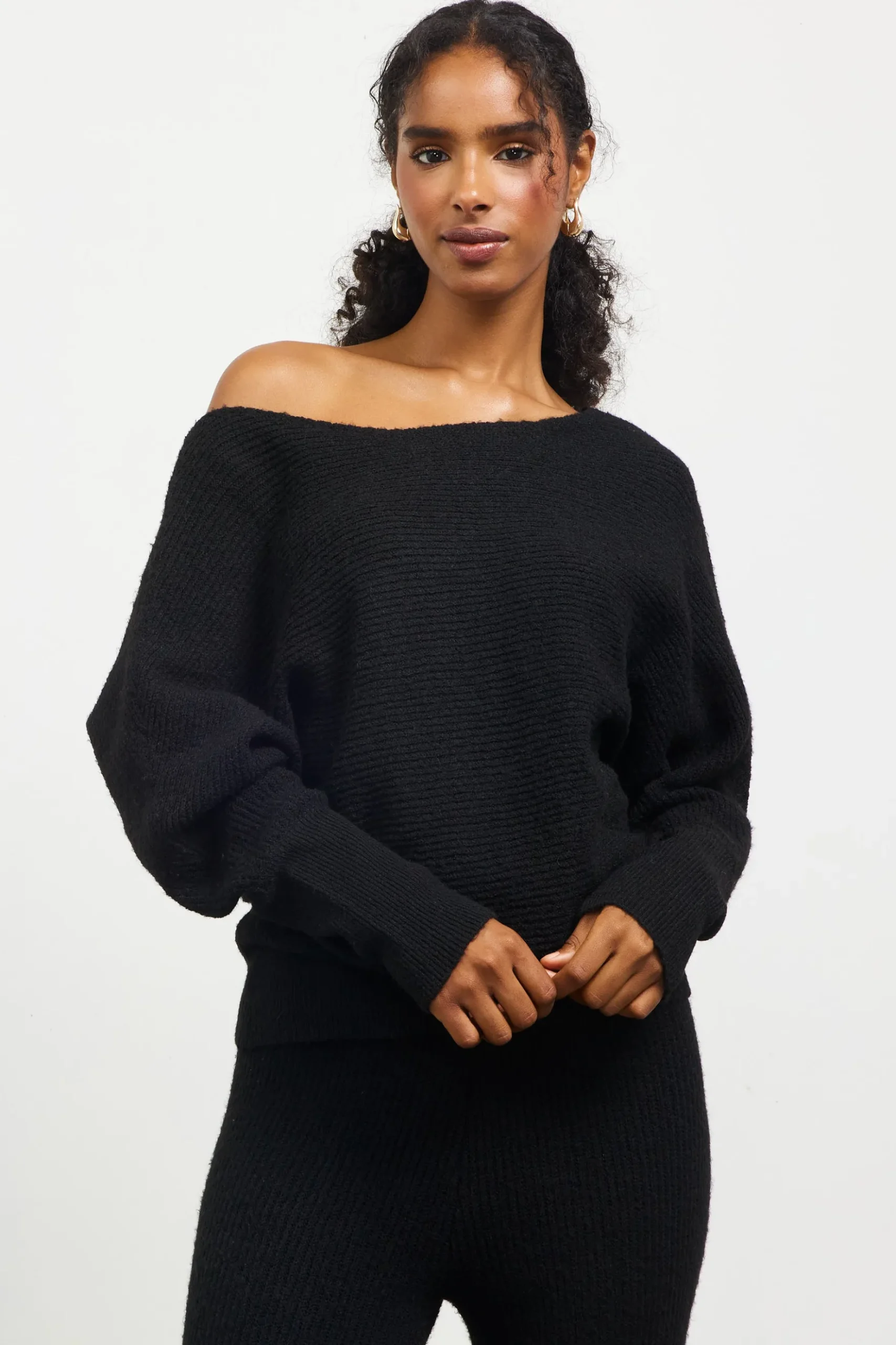 Boatneck Ribbed Knit Sweater*SKIES ARE BLUE Online