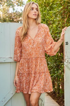 Botanical Ruffled Mini Dress*SKIES ARE BLUE Sale