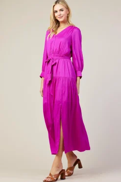 Button Detail Tiered Maxi Dress*SKIES ARE BLUE Clearance