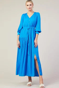 Button Detail Tiered Maxi Dress*SKIES ARE BLUE Online