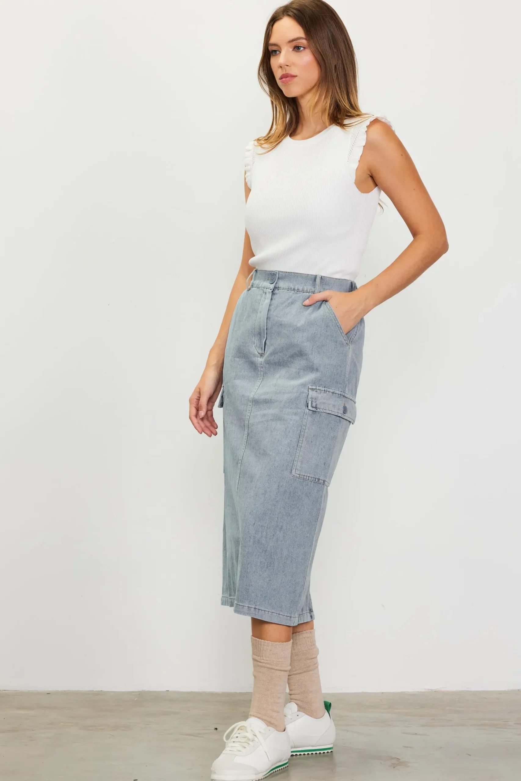 Cargo Detail Midi Skirt*SKIES ARE BLUE Hot