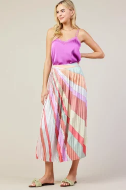 Carmine Print Pleated Midi Skirt*SKIES ARE BLUE New