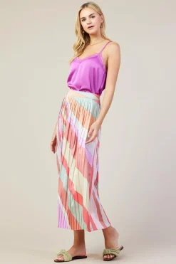 Carmine Print Pleated Midi Skirt*SKIES ARE BLUE New