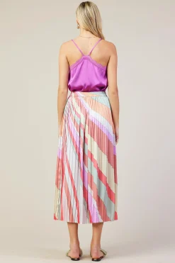 Carmine Print Pleated Midi Skirt*SKIES ARE BLUE New