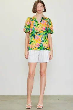 Celine Floral Print Bubble Sleeve Top*SKIES ARE BLUE Sale