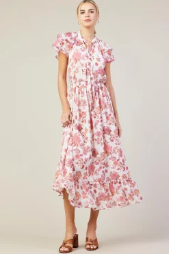 Ceres Floral Print Tie Neck Midi Dress*SKIES ARE BLUE New