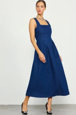 Corset Denim Pleated Dress*SKIES ARE BLUE Hot