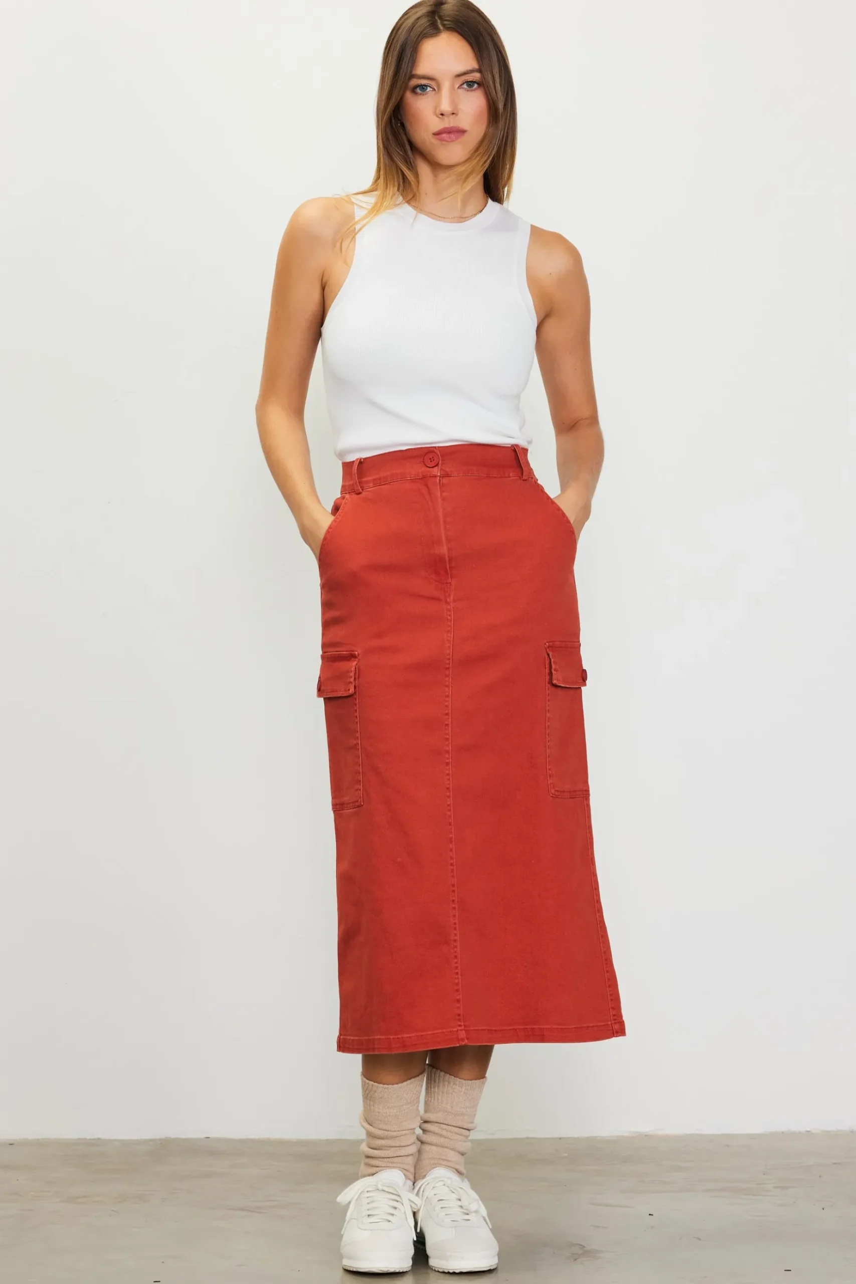Cotton Twill Cargo Skirt*SKIES ARE BLUE Best