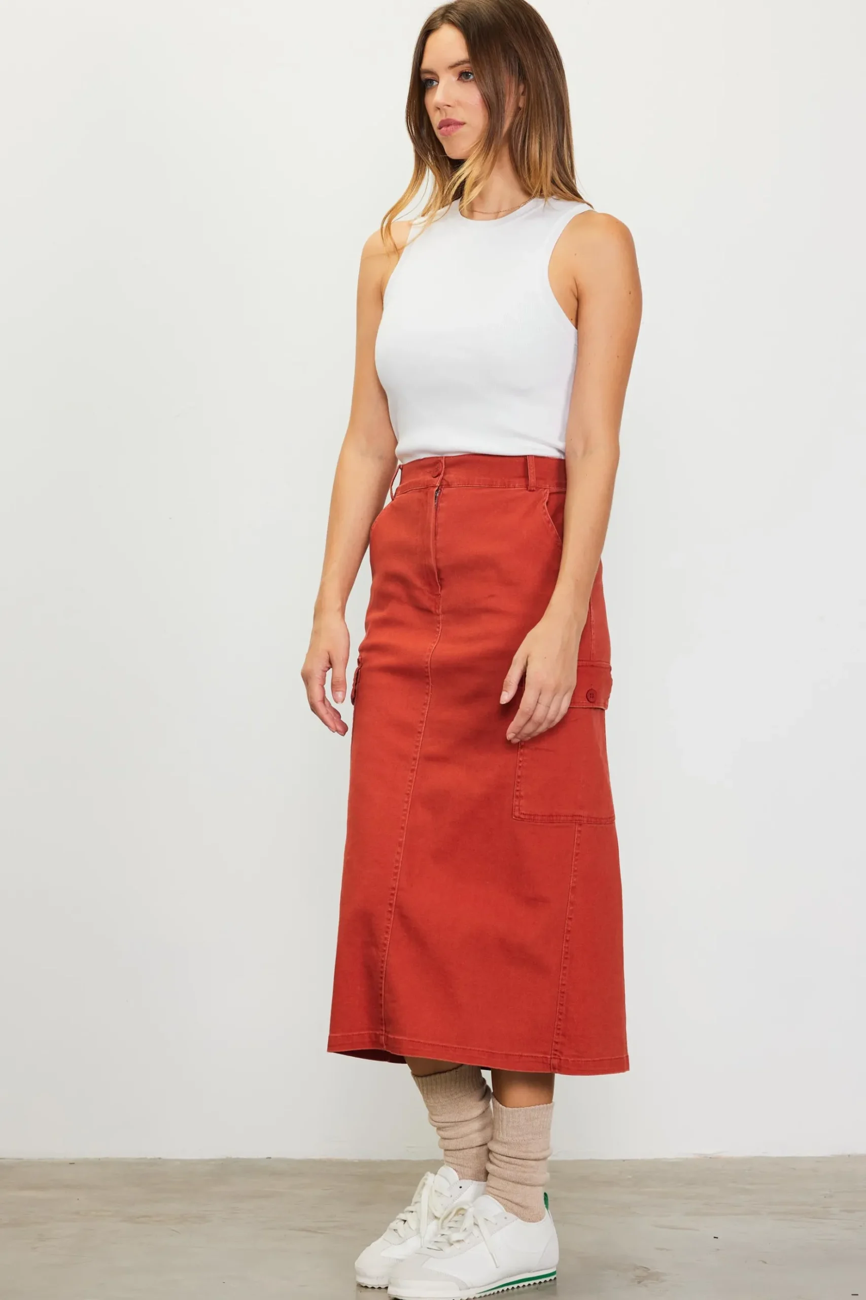 Cotton Twill Cargo Skirt*SKIES ARE BLUE Best