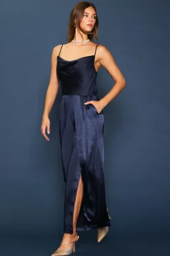 Cowl Neckline Satin Jumpsuit*SKIES ARE BLUE Best