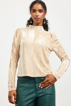 Crinkled Velvet Mock Neck Top*SKIES ARE BLUE Best