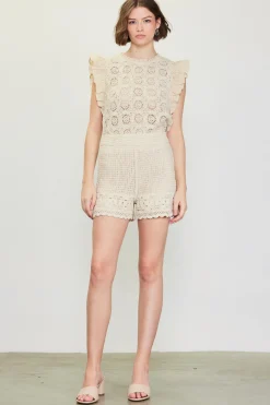 Crochet Flutter Sleeve Top*SKIES ARE BLUE Online