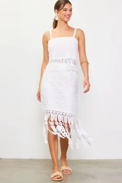 Crochet Midi Skirt with Fringe Detail*SKIES ARE BLUE New