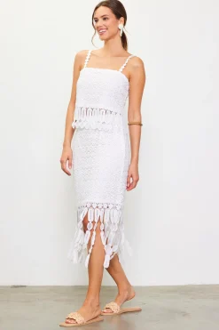 Crochet Midi Skirt with Fringe Detail*SKIES ARE BLUE New