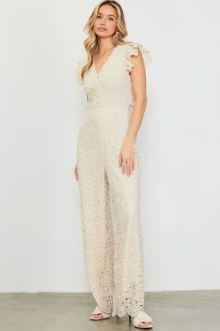Crochet Ruffled Sleeve Jumpsuit*SKIES ARE BLUE Hot