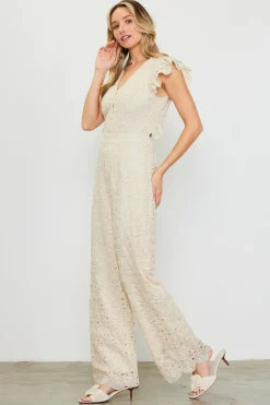 Crochet Ruffled Sleeve Jumpsuit*SKIES ARE BLUE Hot