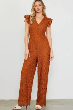 Crochet Ruffled Sleeve Jumpsuit*SKIES ARE BLUE Online