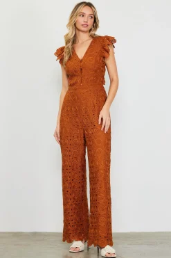 Crochet Ruffled Sleeve Jumpsuit*SKIES ARE BLUE Online