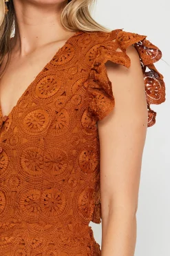 Crochet Ruffled Sleeve Jumpsuit*SKIES ARE BLUE Online