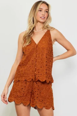 Crochet Scalloped Hem Tank Top*SKIES ARE BLUE Discount