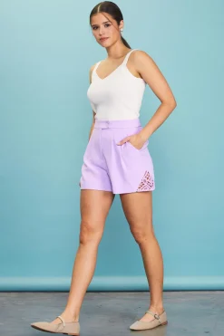 Crochet Trim High Waisted Shorts*SKIES ARE BLUE Clearance