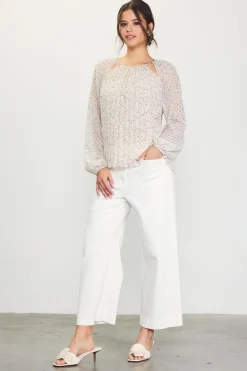 Cutout Detail Longsleeve Top*SKIES ARE BLUE Outlet