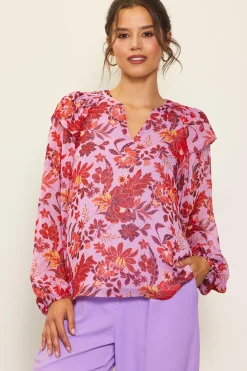 Dahlia Print Longsleeve Blouse*SKIES ARE BLUE