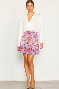 Dahlia Print Smocked Mini Skirt*SKIES ARE BLUE Discount