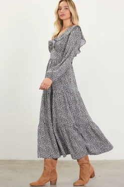 Dainty Floral Print Ruffle Trim Maxi Dress*SKIES ARE BLUE New